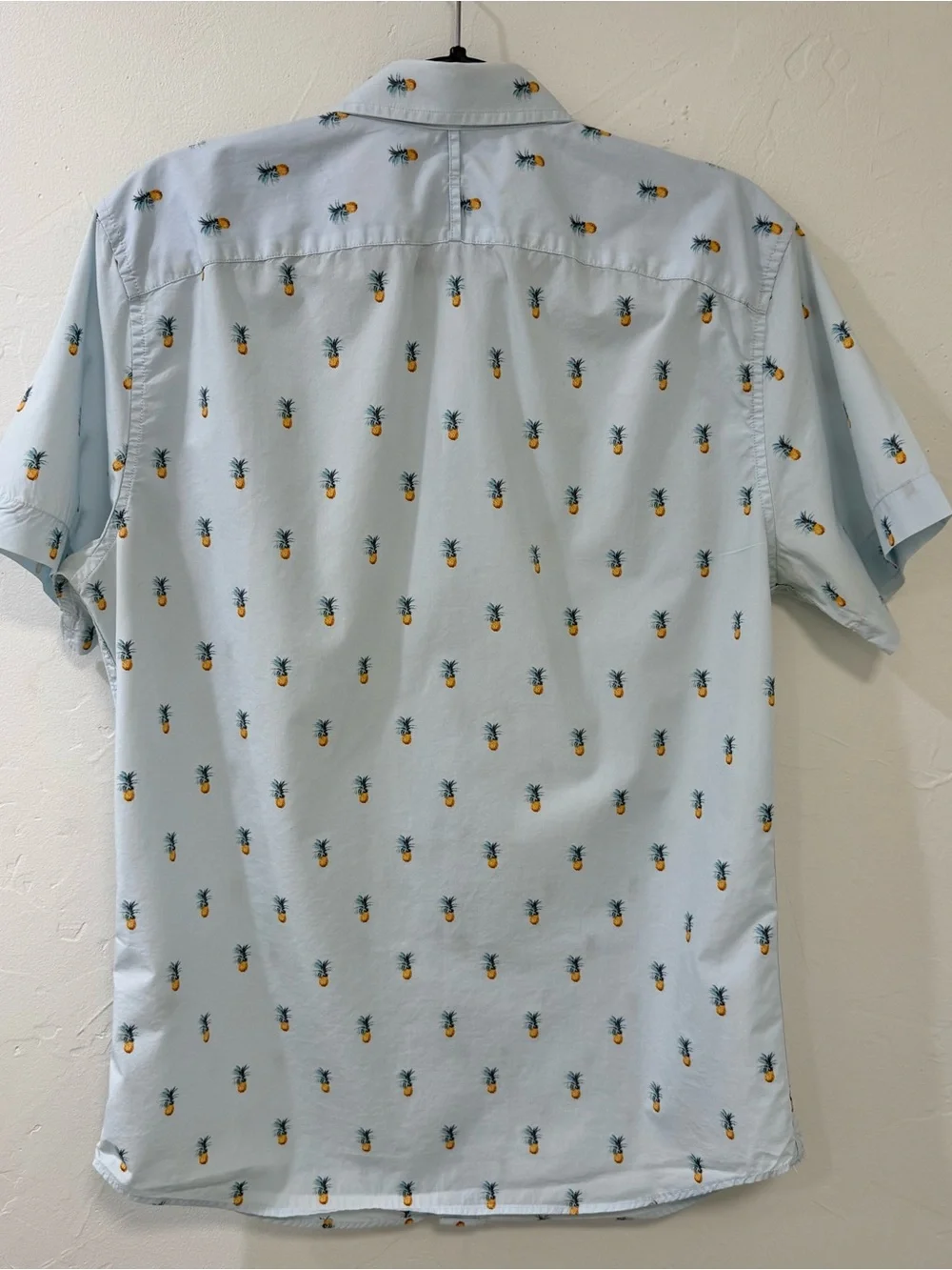 Pineapples! Banana Republic Men’s Size M Light Blue 100% Cotton Short Sleeve